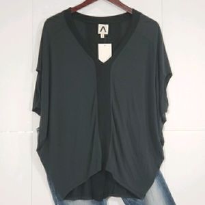 New COA Dark Ash V-neck Dolman Short Sleeves Relaxed Top